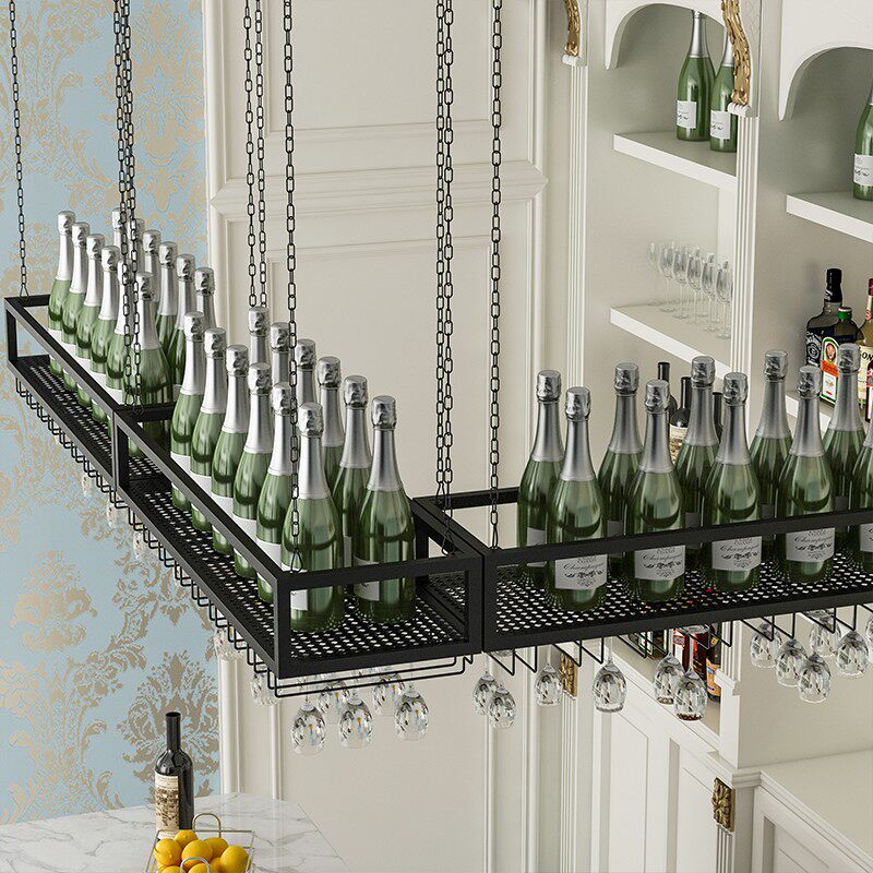 酒吧吧台酒杯架高脚杯架 铁艺悬挂红酒杯葡萄酒杯架 倒挂家用酒架