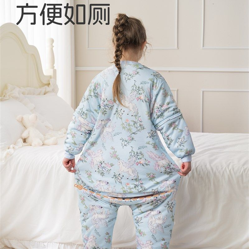 羊毛暖姜 中大童分腿睡袋春秋冬款婴儿童大童宝宝小学生防踢被