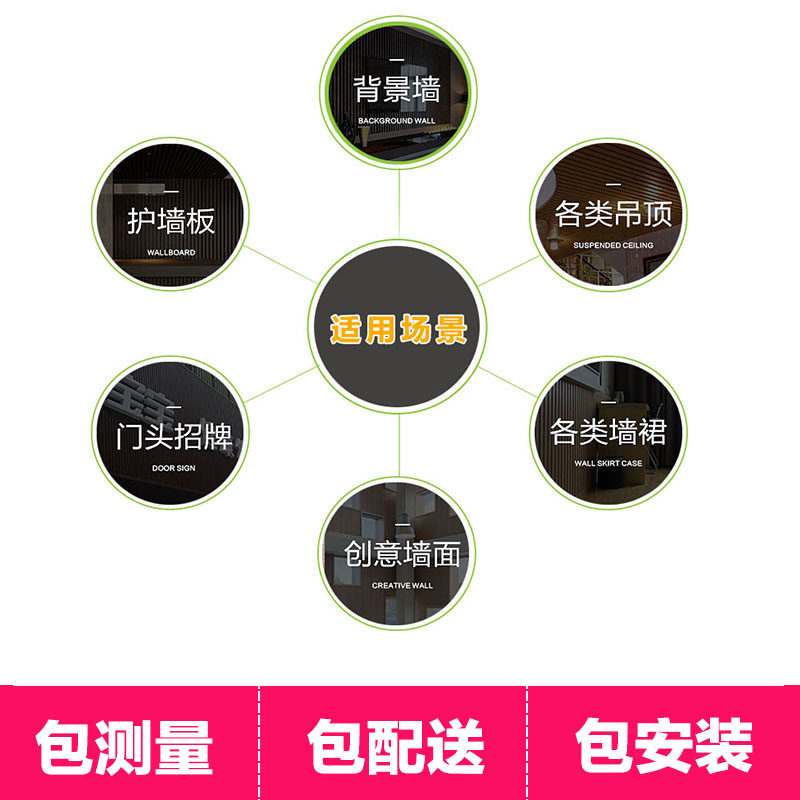 大长城生态木pvc阳台吊顶护墙板包工包料墙裙背景墙绿可木免漆板