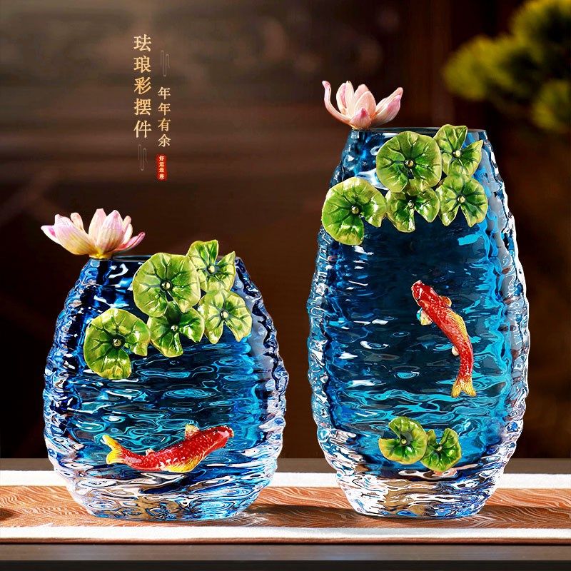 轻奢精致花瓶摆件高级感中式玻璃客厅玄关电视酒柜高档乔迁装饰品