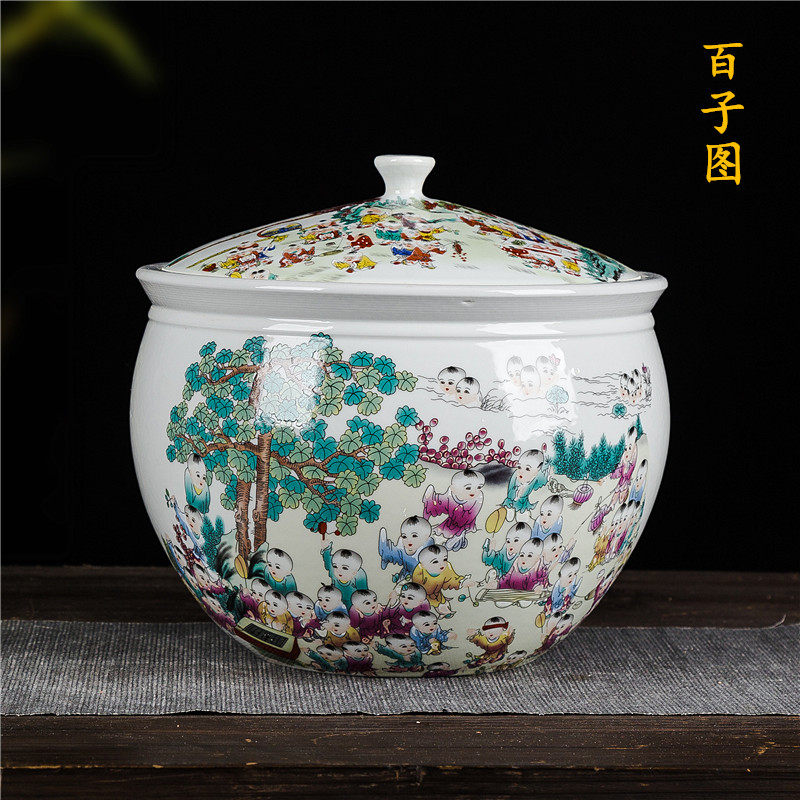 景德镇瓷器12斤20斤陶瓷米缸带盖储蓄罐米桶腌菜罐腌肉收纳装饰罐