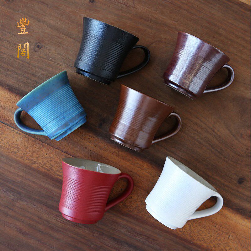 复古陶瓷螺纹中式烈白酒杯咖啡杯手工水杯啤酒杯家用茶杯二两酒杯