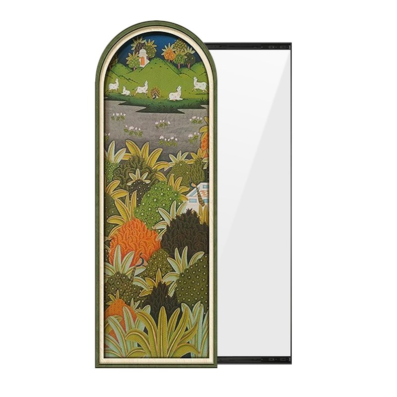 斋普尔花园可推拉全身镜暗藏式穿衣镜玄关装饰画中古风卧室挂画