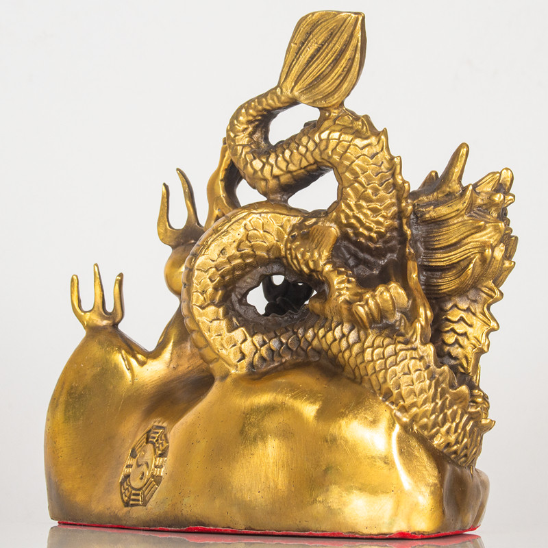 纯黄铜避火龙辟火厨房乾位乾卦西北角火烧天门家居工艺品龙摆件