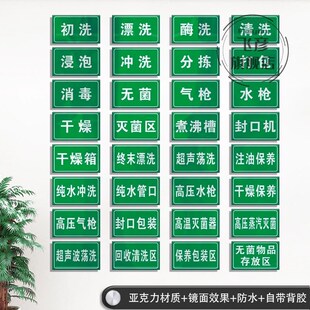 亚克力口腔牙科医院诊所清洗消毒步骤标识牌初洗酶洗漂洗清洗室灭
