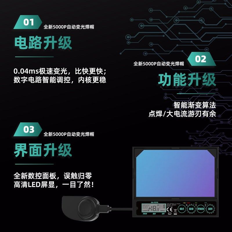 迅安5000Plus智能变光焊接面罩焊工专用头戴式焊帽电焊防护面罩