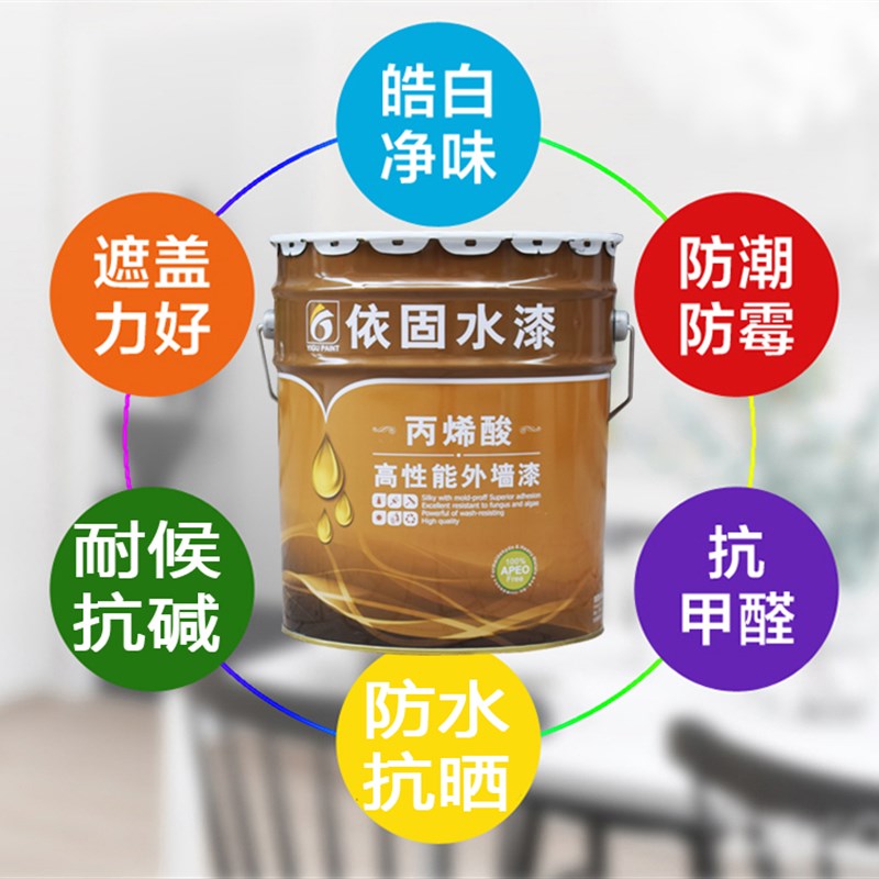 外墙漆彩色白色外墙乳胶漆卫生间墙面漆防水防晒外墙涂料20公斤