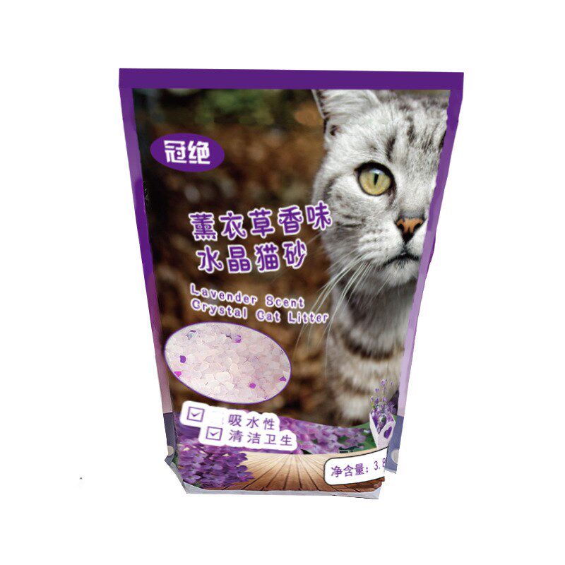冠绝3.8L/袋水晶猫砂薰衣草除臭猫咪用品懒人遇水释香6袋卫生包邮