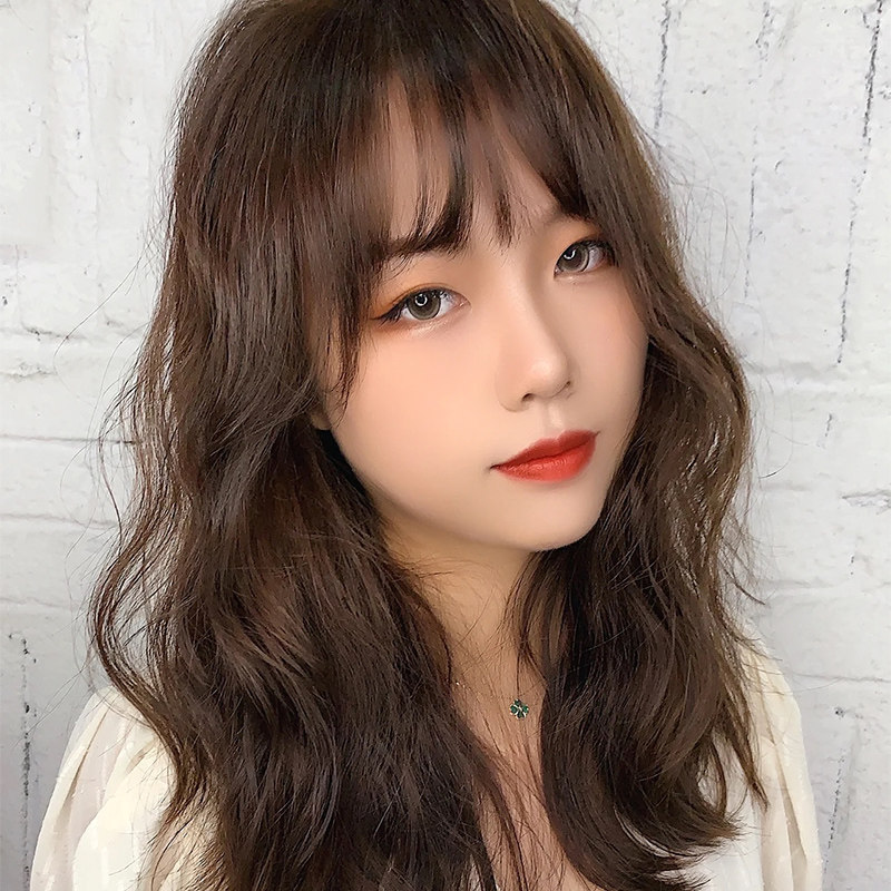 美禾 假发女长卷发真发全真人发自然蓬松大波浪长发蕾丝全头套