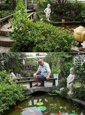 欧式屋顶花园鱼池流水喷泉装饰摆件*佳艺雕塑*小孩撒尿水景摆设