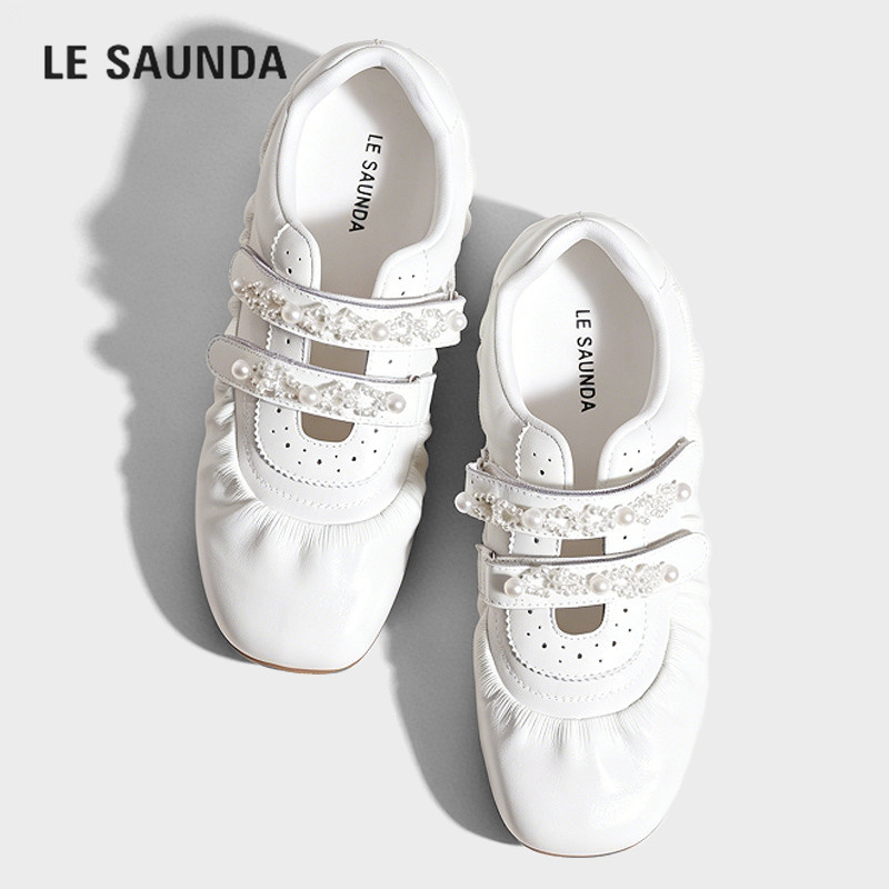 LESAUNDA/莱尔斯丹魔术贴小白鞋