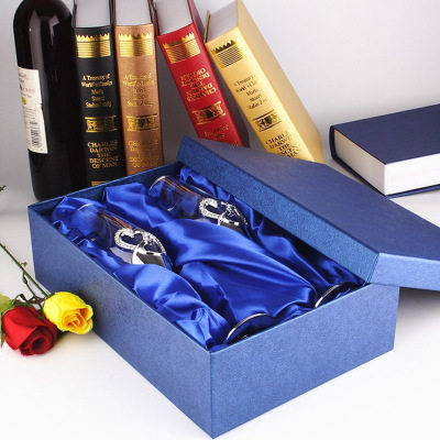 水晶镶钻高脚红酒杯香槟杯2个一对套装家用礼盒高档创意个性酒具