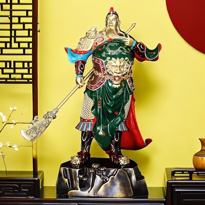 铜关公摆件彩铜关二爷关羽武财神神像家居客厅招财乔迁新家礼品