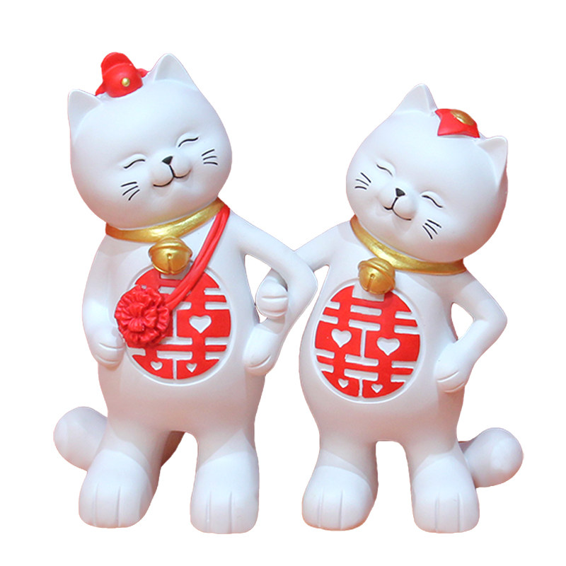 结婚礼物大喜招财猫摆件装饰品订婚宴摆设婚庆送闺蜜新人情侣礼品