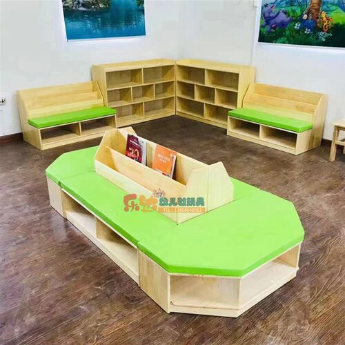 幼儿园组合柜子阅读室区角座椅书架阅读桌阅览室储物架幼儿图书馆