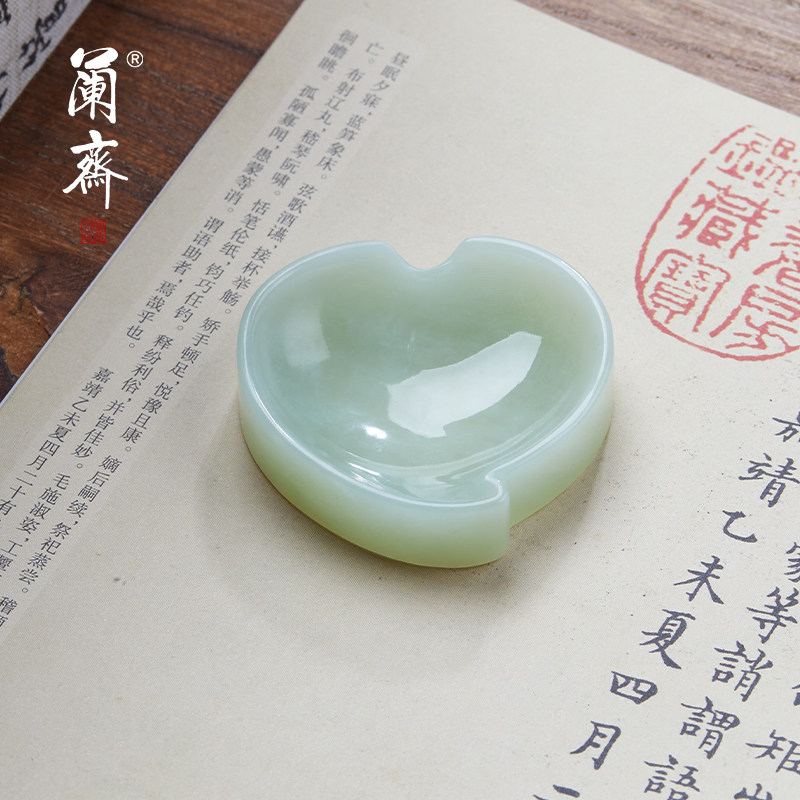 兰斋文房岫玉镇纸手工雕刻镇纸笔掭精品天然玉石书法创意压纸笔舔