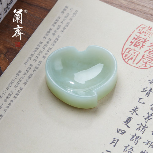 兰斋文房岫玉镇纸手工雕刻镇纸笔掭精品天然玉石书法创意压纸笔舔