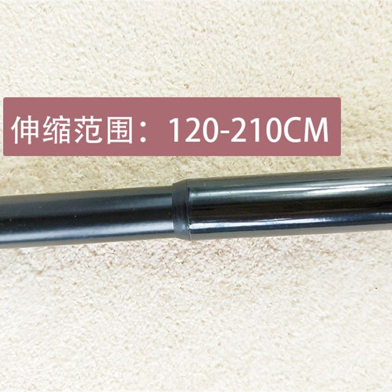 黑色打孔可伸缩窗帘杆单轨道复古古铜窗纱三支架杆