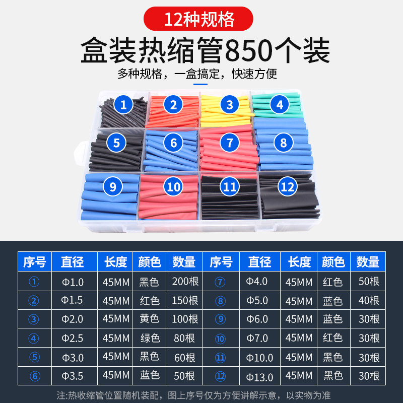收缩管热缩管 绝缘套管套装 彩色组合家用电工电子线材数据线修复