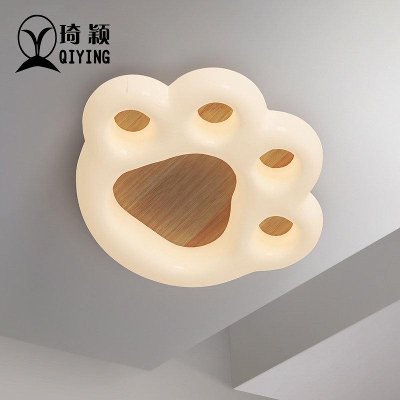 中古奶油风儿童房猫爪吸顶灯可爱卡通温馨创意主卧室书房中山灯具