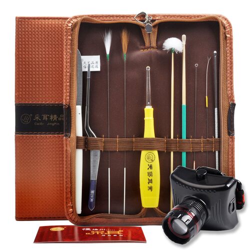 天艺采耳工具套装10件套耳朵清洁器鹅毛棒充电头灯套装掏耳朵神器