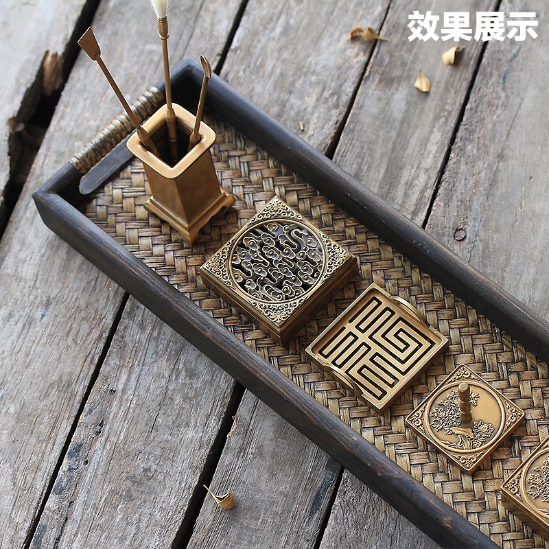 仿古香道用品托盘长方形入门工具用具套装香薰炉香道席茶道收纳盘