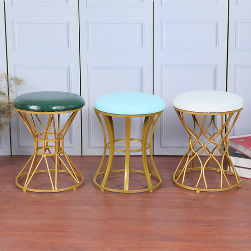 欧式网红化妆凳家用卧室客厅茶几凳子梳妆凳轻奢皮革矮凳软垫椅子