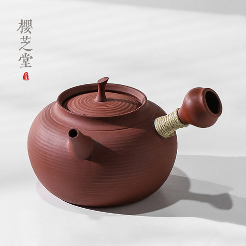潮州红泥砂铫壶跳刀工艺响盖炭炉电陶炉可用侧把壶煮茶器烧水茶壶