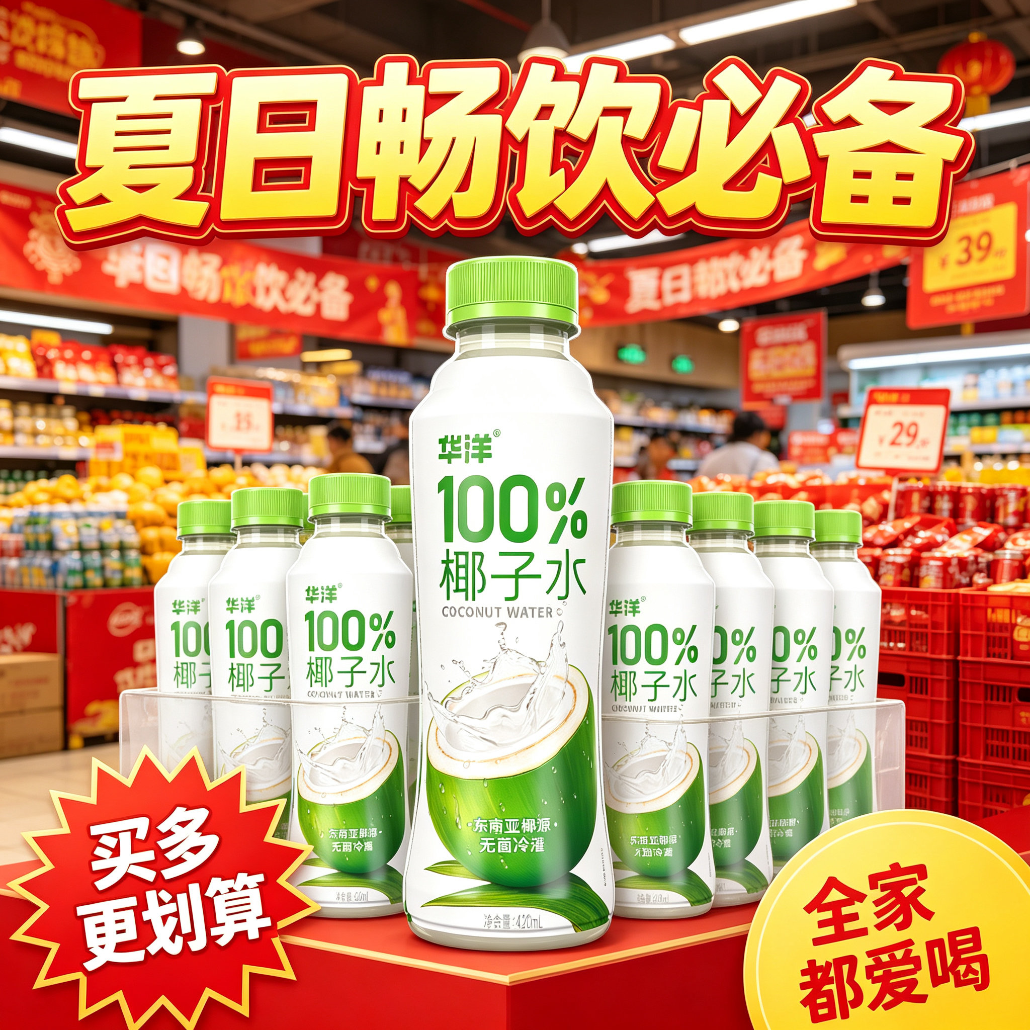 办公室常备华洋 420ml 纯正椰子水天然电解质解渴椰汁水22