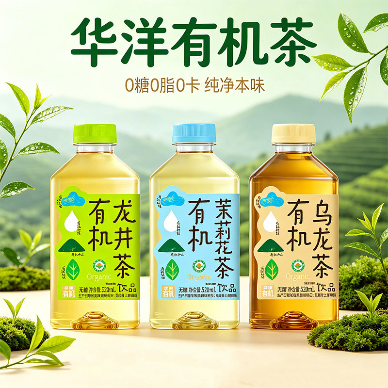 华洋乌龙茶520ml有机无糖茶饮料闽南铁观音0糖0脂解腻茶饮品6