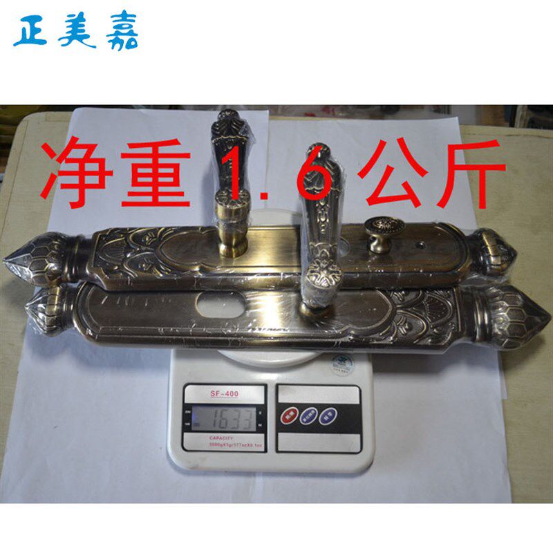 忠恒红古铜门把手 加厚锌合金双快适配9公分门锁大门