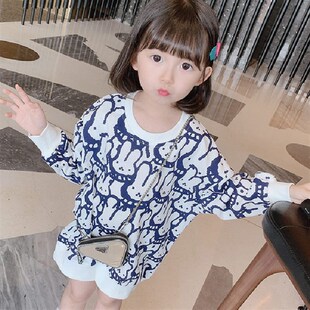 女宝宝连衣裙2023春秋季 童装 长款 卫衣裙子女童洋气时髦上衣潮 新款