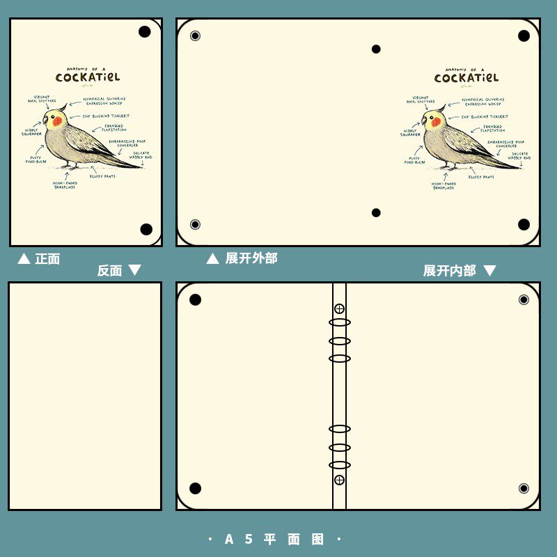 手绘鹦鹉日式本子文艺清新布艺活笔记本/记事本