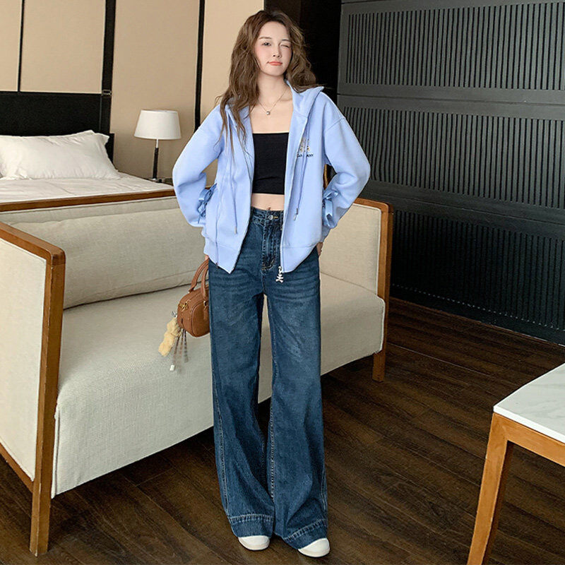 休闲连帽卫衣套装女春季2026新款时尚百搭拉链两件套