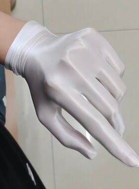白色极光丝袜手套性感马油手丝高密度分指套超丝滑cosplay五指套