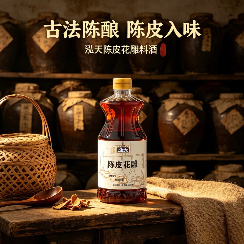 泓天陈皮花雕料酒去腥提鲜调味料800ml家用烹饪酒传统酿造不添加