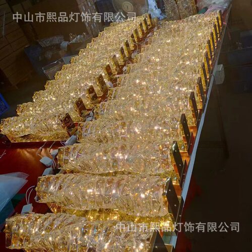 不锈钢轻奢水晶壁灯酒店工程客房灯具设计师样板房大尺寸异形壁灯