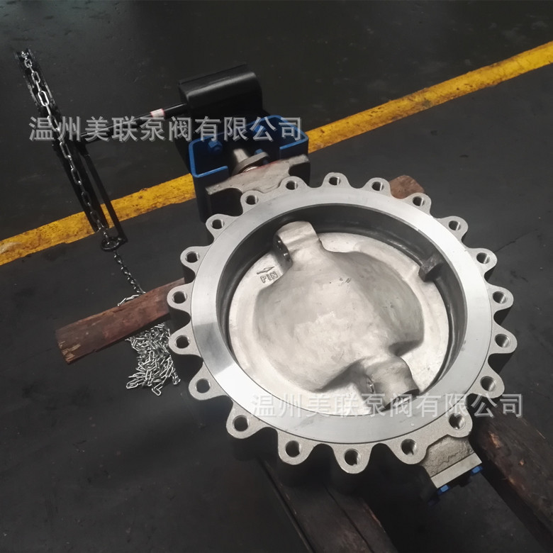 涡轮蝶阀不锈钢蝶阀兰蝶偏心对夹不锈钢零泄漏304手动法兰图片