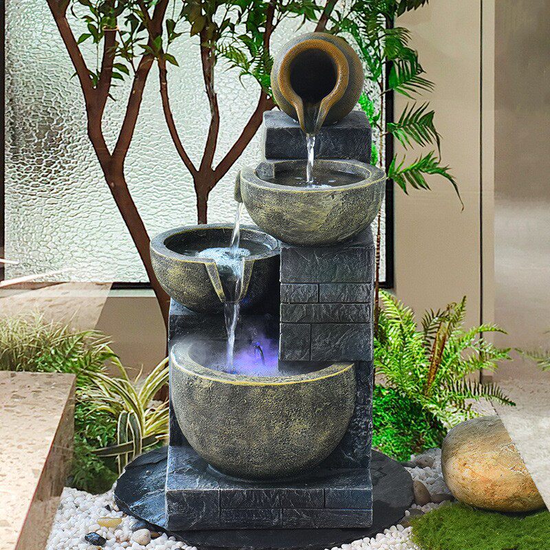 定制花园庭院景观流水摆件循环水落地流水罐办公室喷泉摆件模具