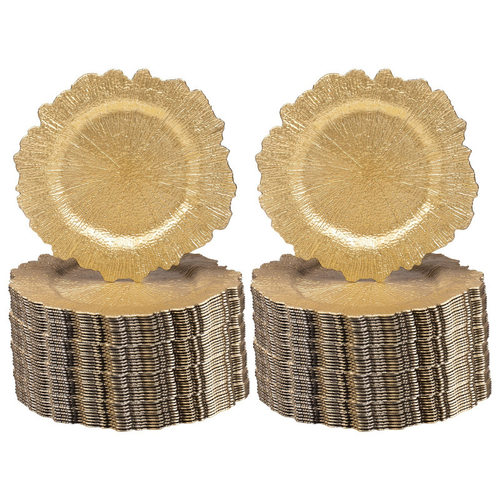 Golden Charger Plates 6/12/24/48/96pcs 13 Plastic金色餐盘