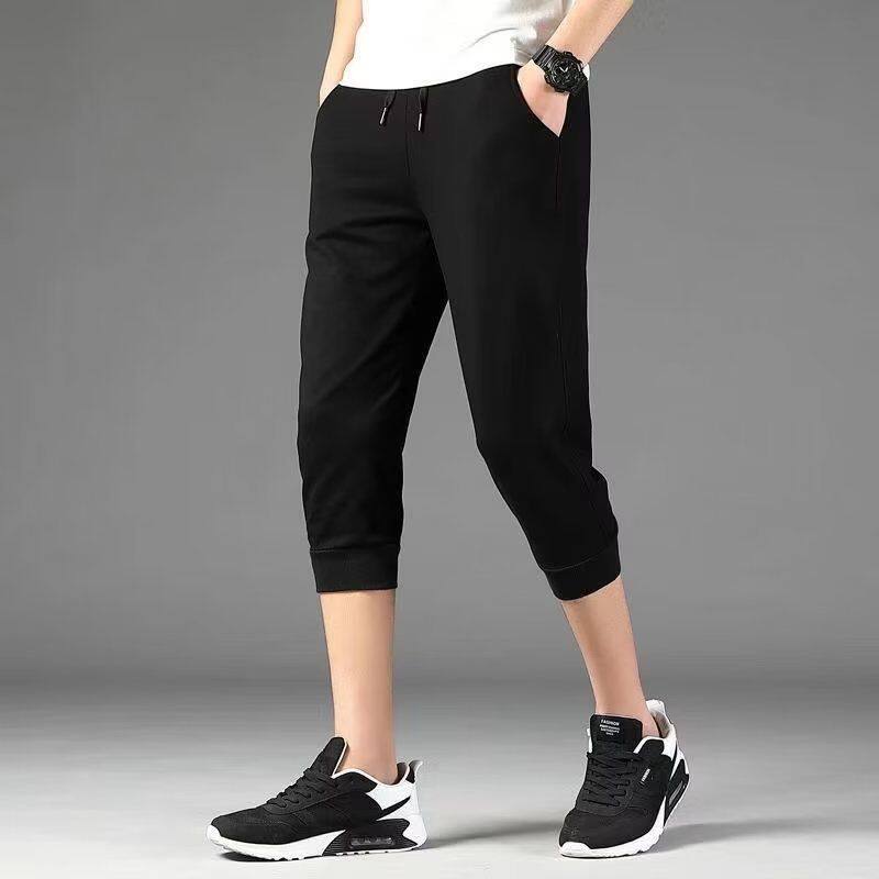 七分裤男夏季薄款休闲运动裤修身小脚裤冰丝弹力速干裤子外穿短裤