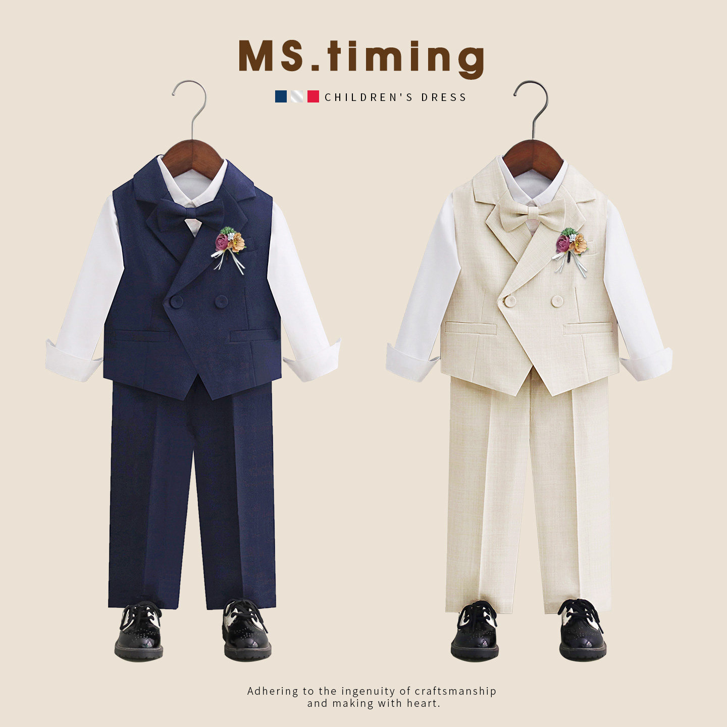 儿童英伦燕尾马甲花童礼服新款