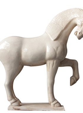 陶瓷马摆件唐三彩仿古白马室内家居装饰客厅办公室桌面摆件收藏