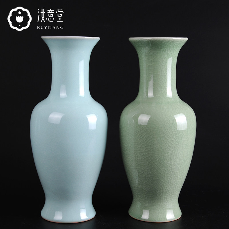 仿古汝窑花瓶中式复古简约家居饰品客厅装饰摆件古典风格瓷器摆设