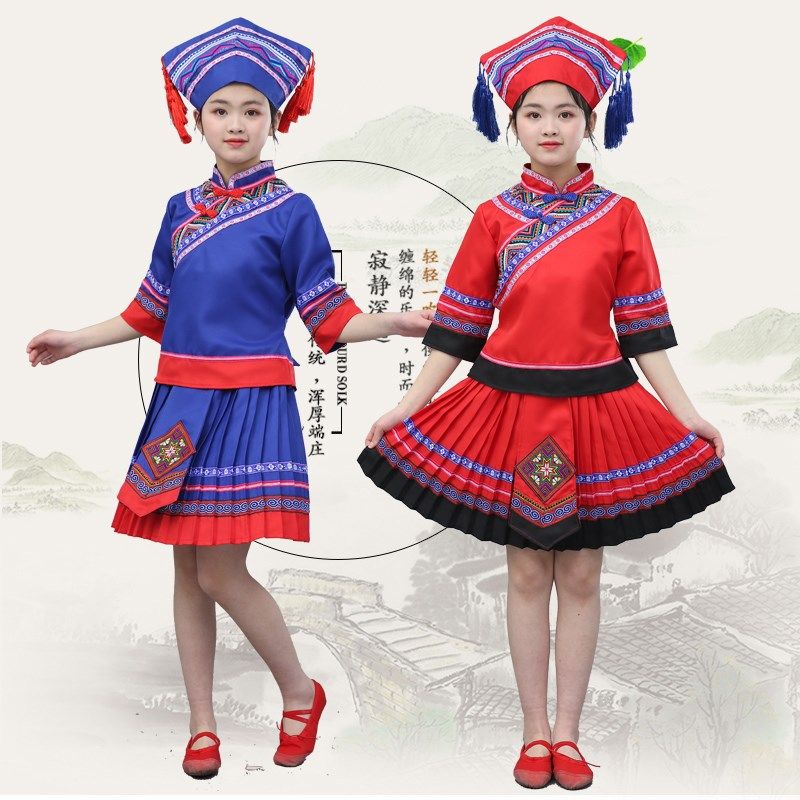 56个民族云南儿童拉祜族佤族布朗族表演出男女童傈僳族竹竿舞蹈服