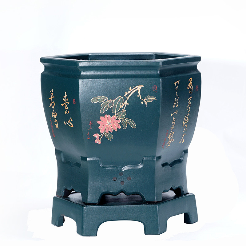 宜兴紫砂花盆兰花专用方形大号盆景盆吊兰君子兰家用装饰陶瓷花盆