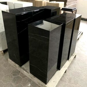 天然黑白根大理石底座摆件酒店商场销售中心工艺品雕塑台基座墩石
