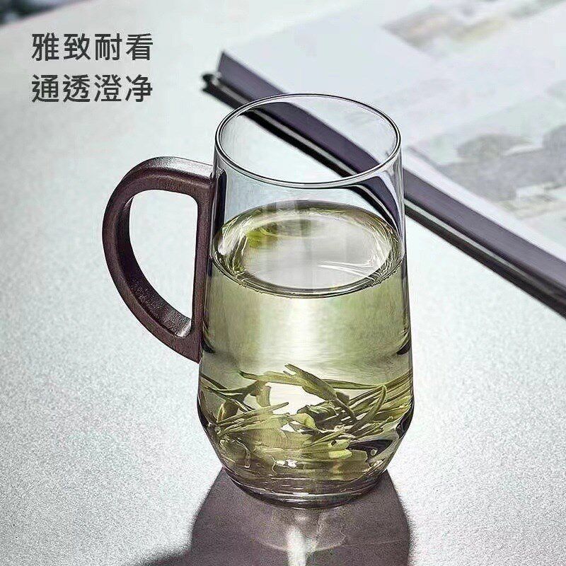 绿茶杯专用茶杯高级日式高透办公室猴魁个人泡茶带把玻璃杯水杯子