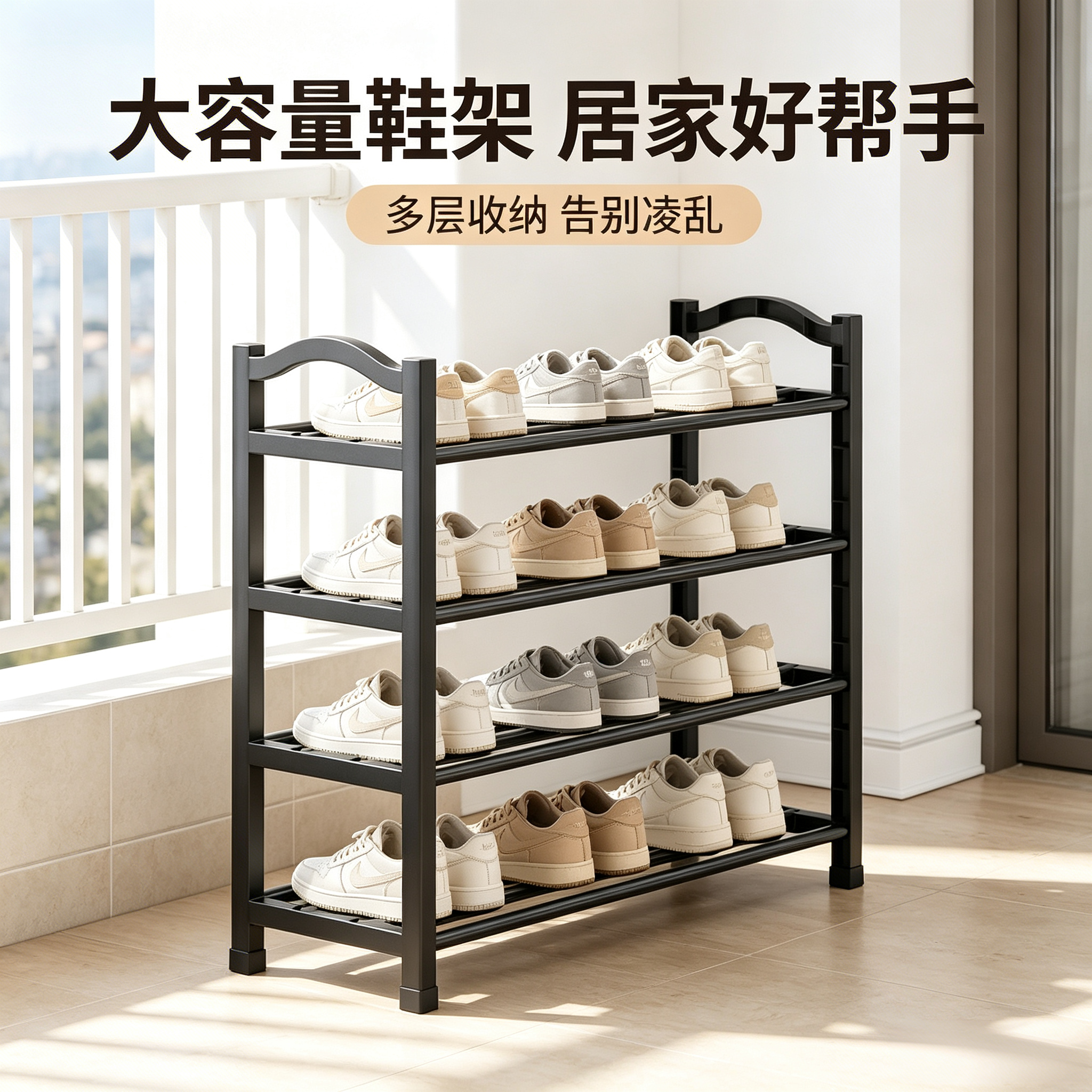 2026新款多功能鞋架 门口家用入户挂衣架多层塑料宿舍出租房收纳