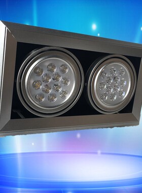 双排筒灯AR111 LED单双头豆斗胆射灯12W方形天花嵌入式商用格栅灯
